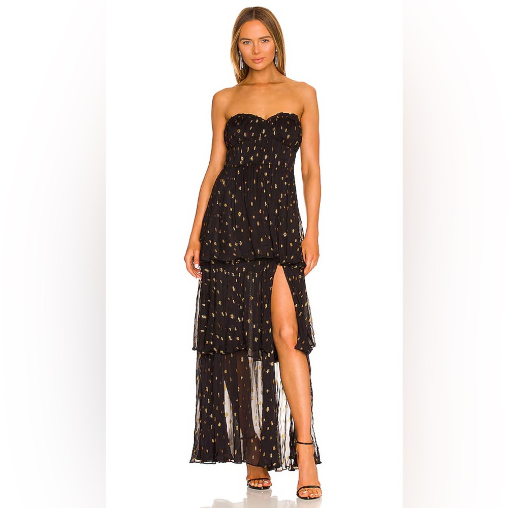 Lovers and Friends Bruna Maxi Dress in black and gold